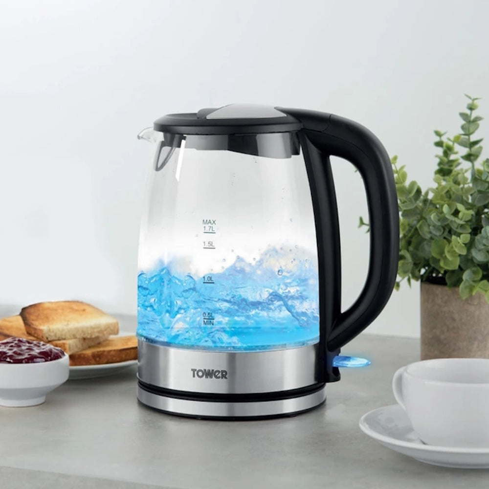 Presto Glass Jug Kettle 1.7L – Black - PY10090BL Electric Kettles Lloytron PLC Brand_Tower CarlR Collections_Kettles Electric Kettles Kettle Kettles Kitchen Appliances Product Type_Kettles Tower