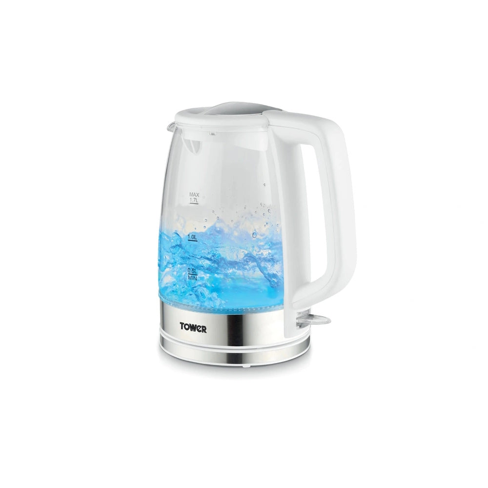 Presto Glass Jug Kettle 1.7L – White - PY10090WH Electric Kettles Lloytron PLC Brand_Tower CarlR Collections_Kettles Electric Kettles Kettle Kettles Kitchen Appliances Product Type_Kettles Tower