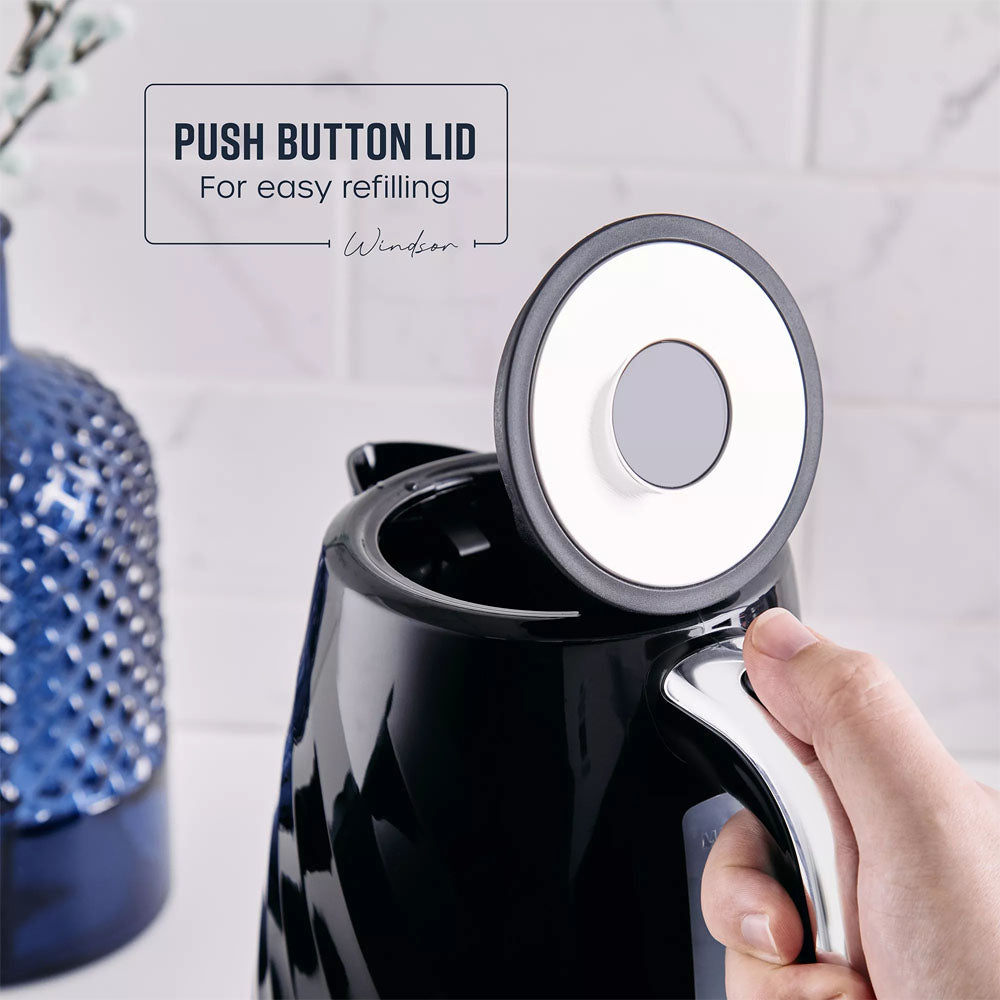 Swan Windsor Textured Kettle 1.7L – Black - SK14611BL Electric Kettles R K Wholesale Ltd (AIS) Brand_Swan CarlR Collections_Kettles Electric Kettles Kettle Kettles Kitchen Appliances Oct25 Product Type_Kettles Swan
