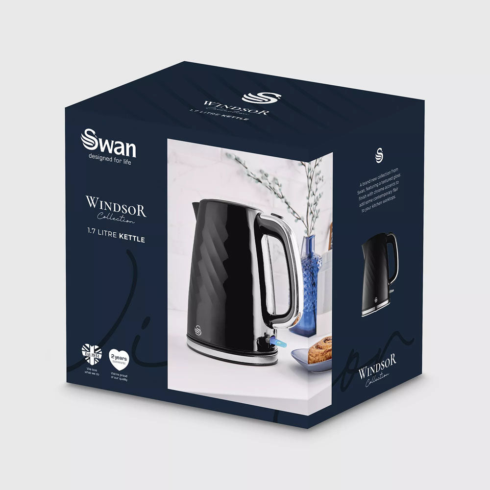 Swan Windsor Textured Kettle 1.7L – Black - SK14611BL Electric Kettles R K Wholesale Ltd (AIS) Brand_Swan CarlR Collections_Kettles Electric Kettles Kettle Kettles Kitchen Appliances Oct25 Product Type_Kettles Swan