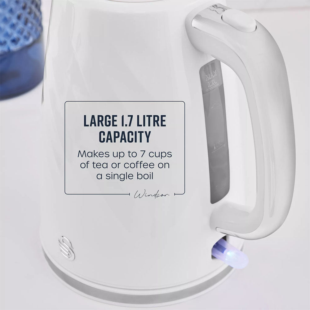 Swan Windsor Textured Kettle 1.7Ltr – White - SK14611WH Electric Kettles R K Wholesale Ltd (AIS) Brand_Swan CarlR Collections_Kettles Electric Kettles Kettle Kettles Kitchen Kitchen Appliances Kitchenware Oct25 Product Type_Kettles Swan
