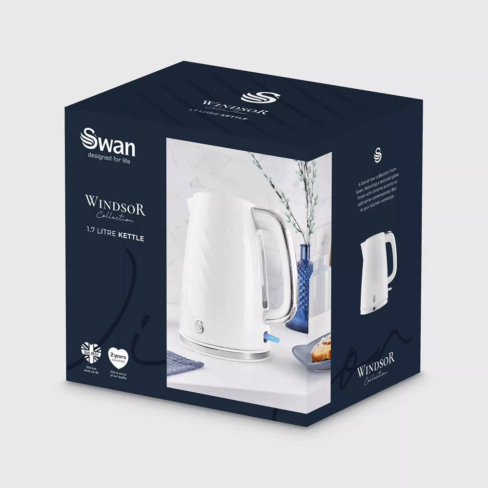Swan Windsor Textured Kettle 1.7Ltr – White - SK14611WH Electric Kettles R K Wholesale Ltd (AIS) Brand_Swan CarlR Collections_Kettles Electric Kettles Kettle Kettles Kitchen Kitchen Appliances Kitchenware Oct25 Product Type_Kettles Swan