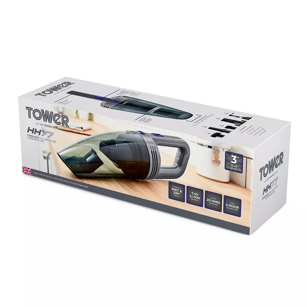 Tower Cordless Handheld Vacuum 7.4V - T127000BLG Handheld Vacuums R K Wholesale Ltd (AIS) Brand_Tower CarlR Collections_Vacuums / Floor Cleaners Oct25 Product Type_Cordless Vacuums Product Type_Handheld Vacuums Product Type_Wet and Dry Vacuums Tower Vacuums Vacuums & Floor Cleaners