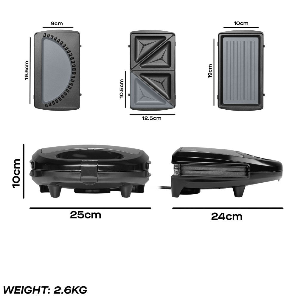 Daewoo 3-in-1 Sandwich/Panini Maker - SDA2759 Sandwich Toasters Eurosonic Group Limited (AIS) Brand_Daewoo CarlR Daewoo Kitchen Kitchen Appliances Kitchenware Oct25 Product Type_Sandwich Toasters Sandwich Makers