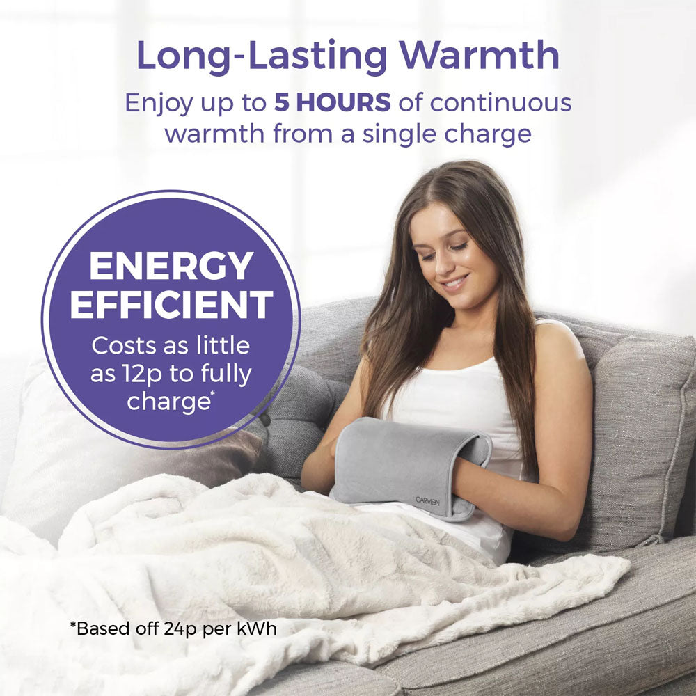 Carmen Rechargeable Hot Water Bottle – Grey - C85043GRY Hot Water Bottles R K Wholesale Ltd (AIS) Brand_Carmen CarlR Carmen Collections_Portable Heating Heating HOT WATER BOTTLE Oct25 Portable Heating Product Type_Hot Water Bottles