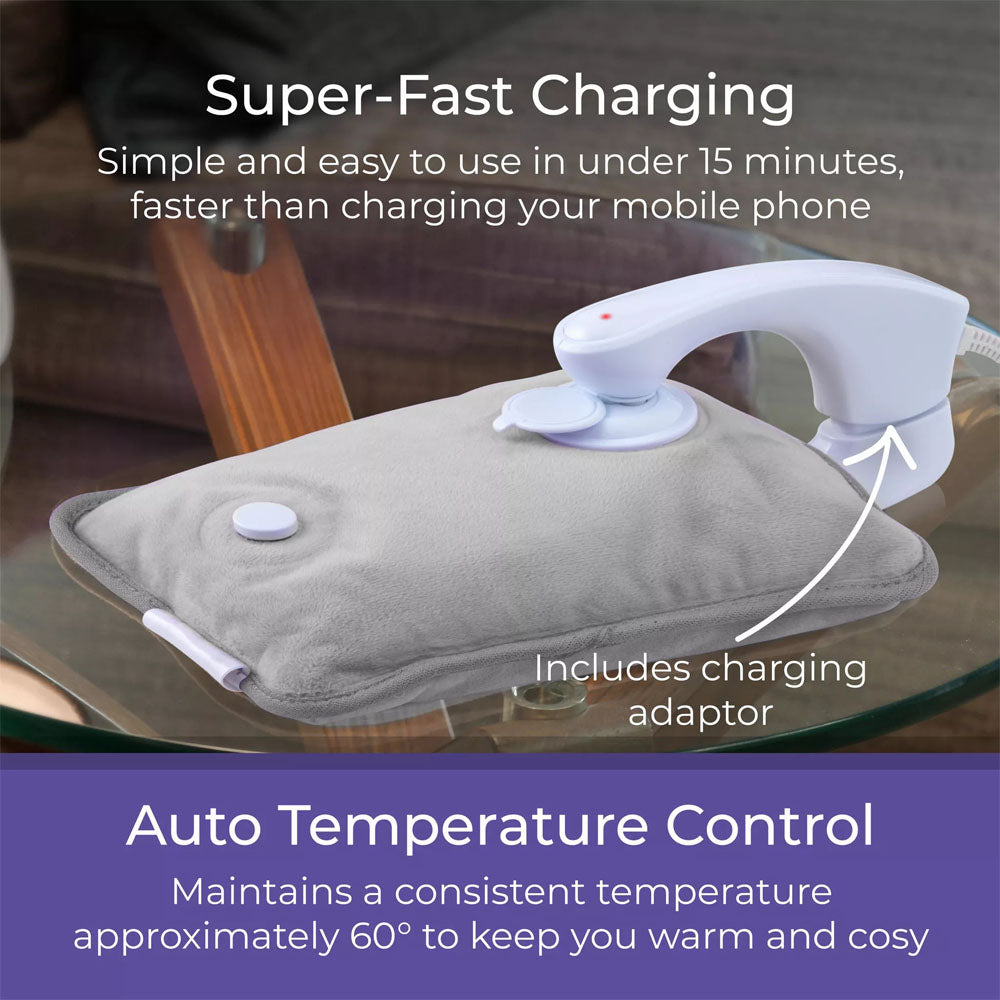 Carmen Rechargeable Hot Water Bottle – Grey - C85043GRY Hot Water Bottles R K Wholesale Ltd (AIS) Brand_Carmen CarlR Carmen Collections_Portable Heating Heating HOT WATER BOTTLE Oct25 Portable Heating Product Type_Hot Water Bottles