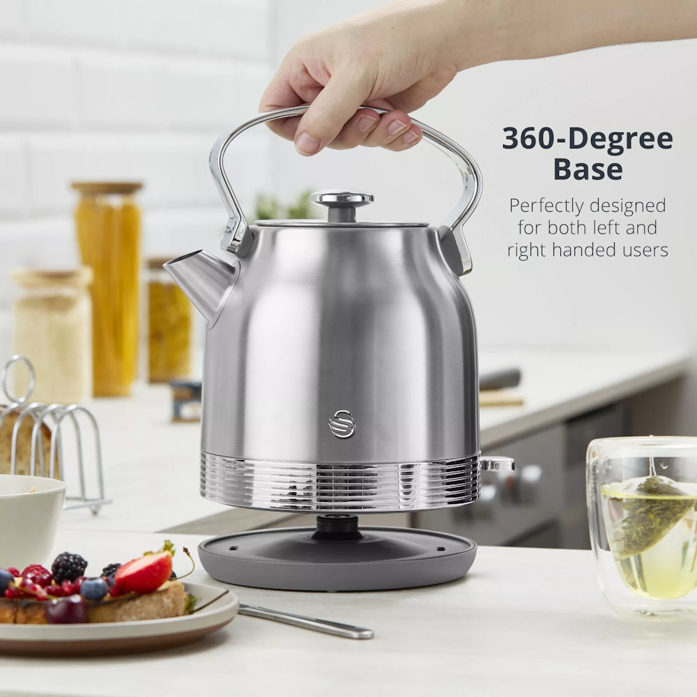 Swan Retro Revive Trad Kettle 1.7L – Stainless - SK14631SS Electric Kettles R K Wholesale Ltd (AIS) Brand_Swan CarlR Collections_Kettles Electric Kettles Kettle Kettles Kitchen Appliances Product Type_Kettles Swan Swan Retro