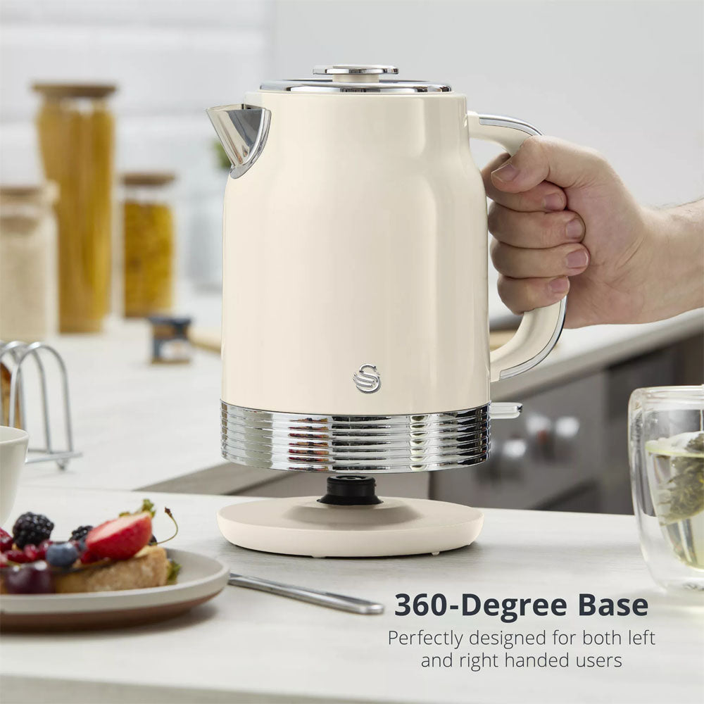 Swan Retro Revive Jug Kettle 1.7L – Cream - SK19025C Electric Kettles R K Wholesale Ltd (AIS) Brand_Swan CarlR Collections_Kettles Electric Kettles Kettle Kettles Kitchen Kitchen Appliances Kitchenware Oct25 Product Type_Kettles Swan Swan Retro