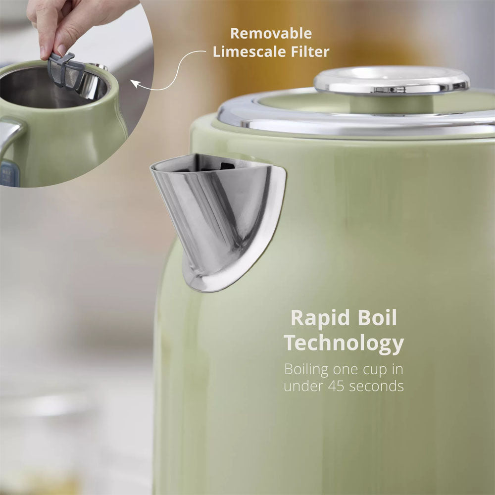 Swan Retro Revive Jug Kettle 1.7L – Green - SK19025GR Electric Kettles R K Wholesale Ltd (AIS) Brand_Swan CarlR Collections_Kettles Electric Kettles Kettle Kettles Kitchen Kitchen Appliances Kitchenware Oct25 Product Type_Kettles Swan Swan Retro