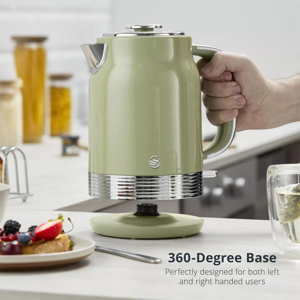 Swan Retro Revive Jug Kettle 1.7L – Green - SK19025GR Electric Kettles R K Wholesale Ltd (AIS) Brand_Swan CarlR Collections_Kettles Electric Kettles Kettle Kettles Kitchen Kitchen Appliances Kitchenware Oct25 Product Type_Kettles Swan Swan Retro