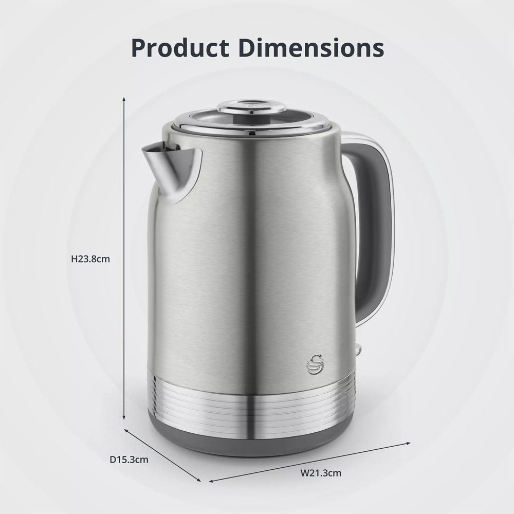 Swan Retro Revive Jug Kettle 1.7L – Stainless Steel - SK19025SS Electric Kettles R K Wholesale Ltd (AIS) Brand_Swan CarlR Collections_Kettles Electric Kettles Kettle Kettles Oct25 Product Type_Kettles Swan Swan Retro