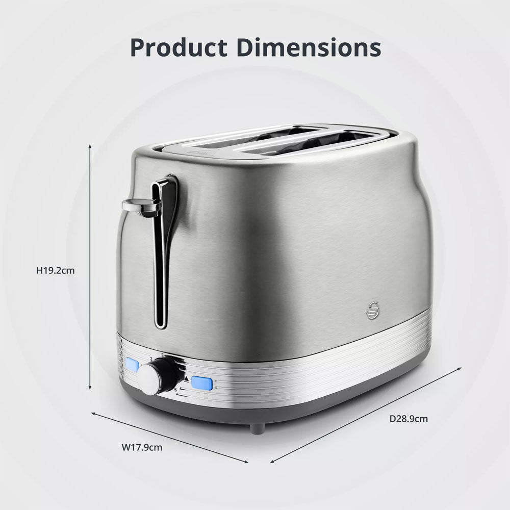 Swan Retro Revive 2 Slice Toaster – Stainless Steel - ST19028SS Toasters R K Wholesale Ltd (AIS) Brand_Swan CarlR Collections_Toasters Oct25 Product Type_2 Slice Toasters Swan Swan Retro Toaster Toasters