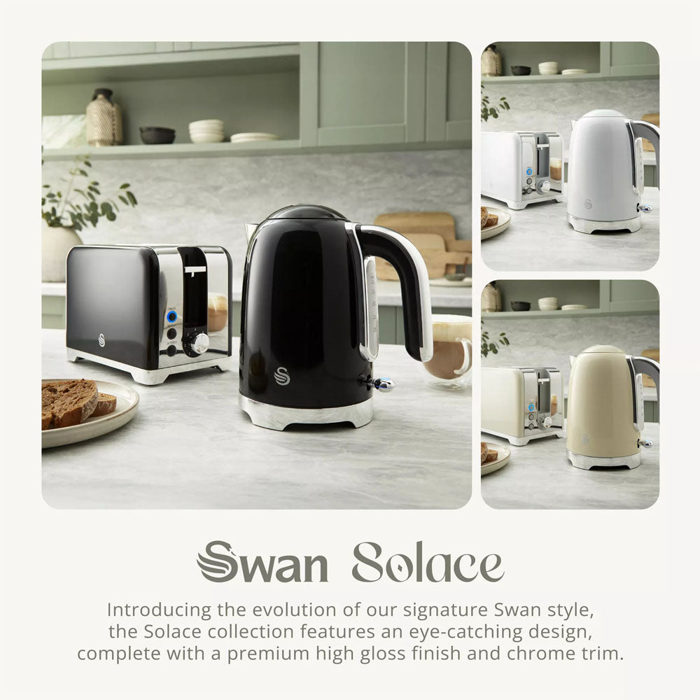 Swan Solace Jug Kettle 1.7L – Black - SK19026BL Electric Kettles R K Wholesale Ltd (AIS) Brand_Swan CarlR Collections_Kettles Electric Kettles Kettle Kettles Kitchen Kitchen Appliances Kitchenware Oct25 Product Type_Kettles Swan