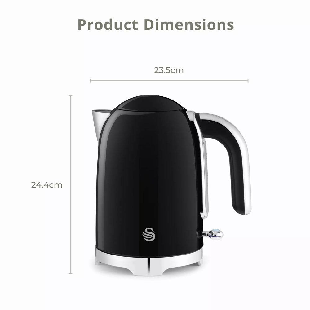 Swan Solace Jug Kettle 1.7L – Black - SK19026BL Electric Kettles R K Wholesale Ltd (AIS) Brand_Swan CarlR Collections_Kettles Electric Kettles Kettle Kettles Kitchen Kitchen Appliances Kitchenware Oct25 Product Type_Kettles Swan