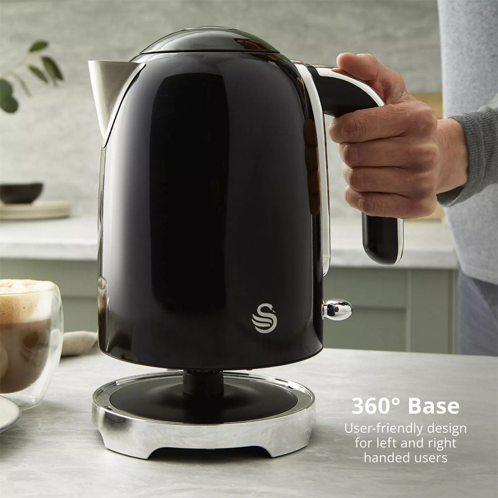 Swan Solace Jug Kettle 1.7L – Black - SK19026BL Electric Kettles R K Wholesale Ltd (AIS) Brand_Swan CarlR Collections_Kettles Electric Kettles Kettle Kettles Kitchen Kitchen Appliances Kitchenware Oct25 Product Type_Kettles Swan