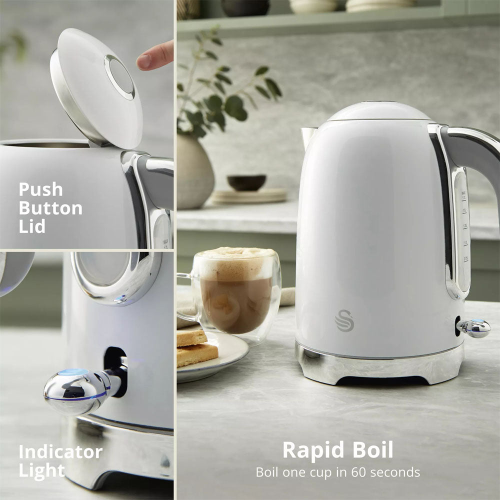 Swan Solace Jug Kettle 1.7L – White - SK19026WH Electric Kettles R K Wholesale Ltd (AIS) Brand_Swan CarlR Collections_Kettles Electric Kettles Kettle Kettles Kitchen Kitchen Appliances Kitchenware Oct25 Product Type_Kettles Swan