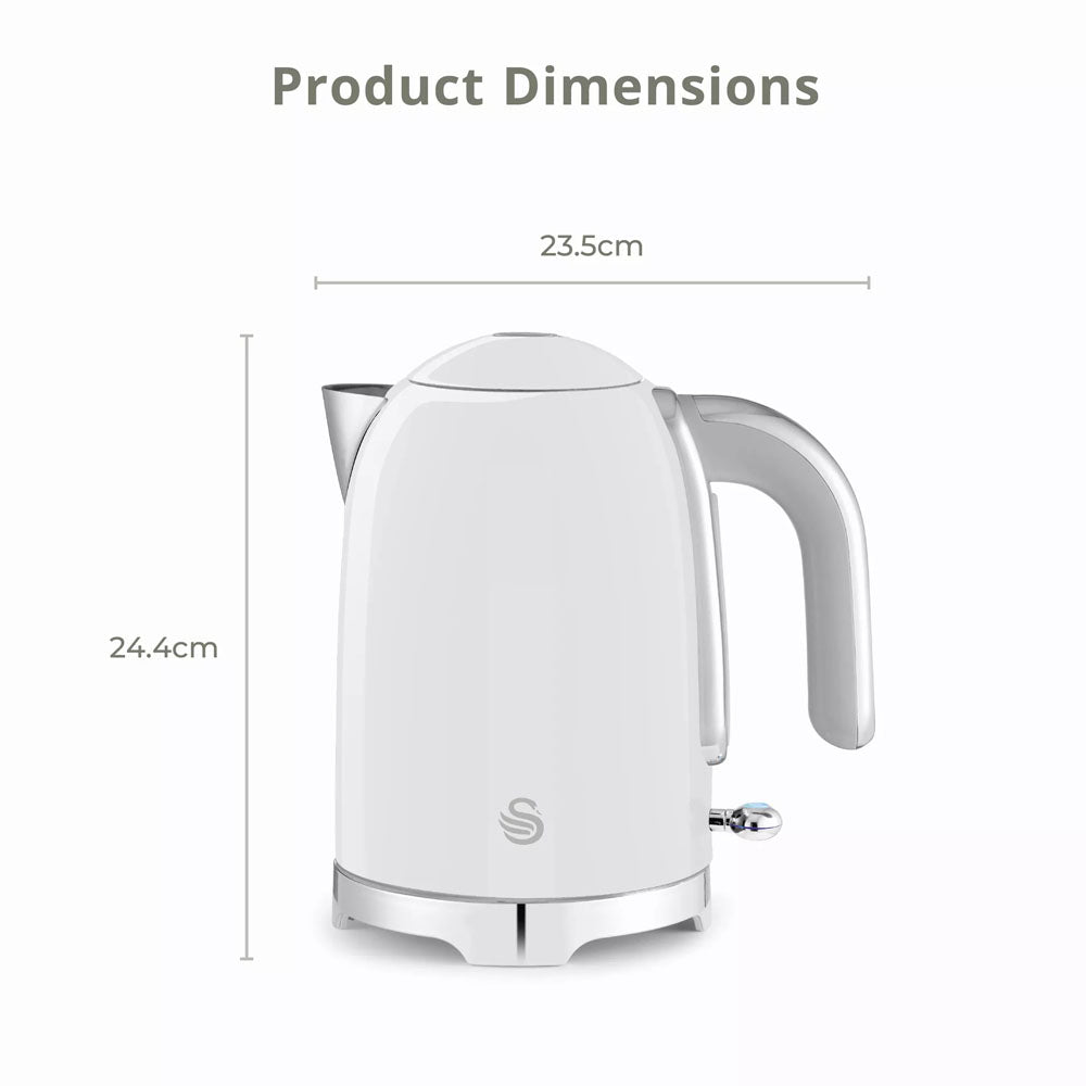 Swan Solace Jug Kettle 1.7L – White - SK19026WH Electric Kettles R K Wholesale Ltd (AIS) Brand_Swan CarlR Collections_Kettles Electric Kettles Kettle Kettles Kitchen Kitchen Appliances Kitchenware Oct25 Product Type_Kettles Swan
