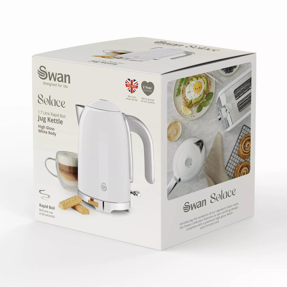 Swan Solace Jug Kettle 1.7L – White - SK19026WH Electric Kettles R K Wholesale Ltd (AIS) Brand_Swan CarlR Collections_Kettles Electric Kettles Kettle Kettles Kitchen Kitchen Appliances Kitchenware Oct25 Product Type_Kettles Swan