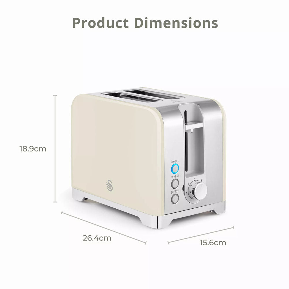Swan Solace 2 Slice Toaster – Cream - ST19031CR Toasters R K Wholesale Ltd (AIS) Brand_Swan CarlR Collections_Toasters Kitchen Appliances Oct25 Product Type_2 Slice Toasters Swan Toaster Toasters