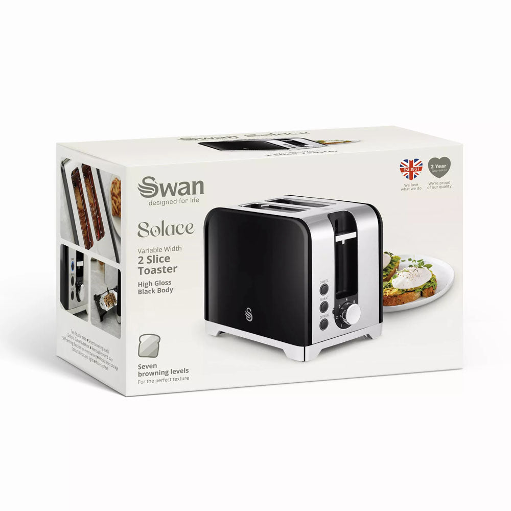 Swan Solace 2 Slice Toaster – White - ST19031WH Toasters R K Wholesale Ltd (AIS) Brand_Swan CarlR Collections_Toasters Kitchen Appliances Oct25 Product Type_2 Slice Toasters Swan Toaster Toasters