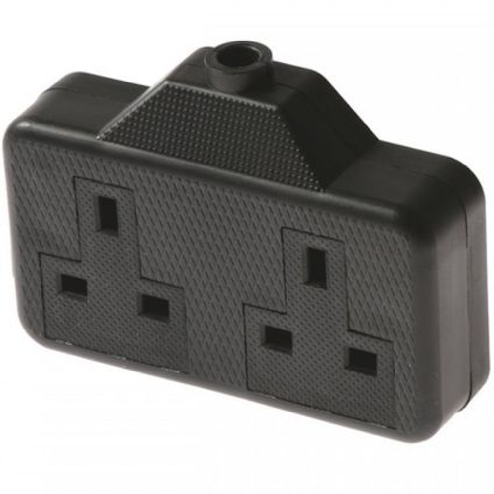 Trailing Socket 13A 2Gang Hard Wearing White & Black Extension Socket ...