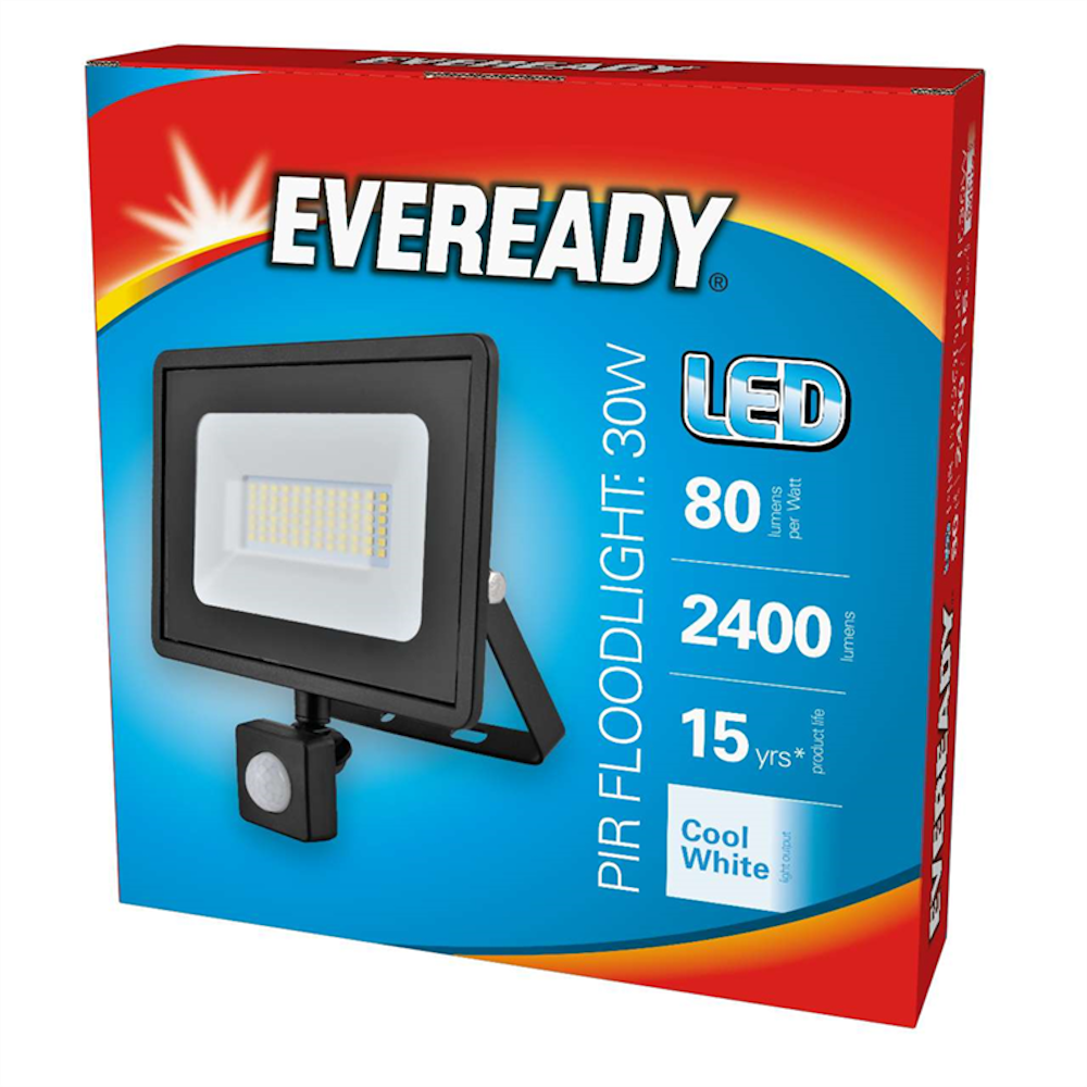 Eveready EV13950 LED 30W PIR Floodlight Cool White - Premium Bulk Head Light from Fairway - Just $32.95! Shop now at W Hurst & Son (IW) Ltd
