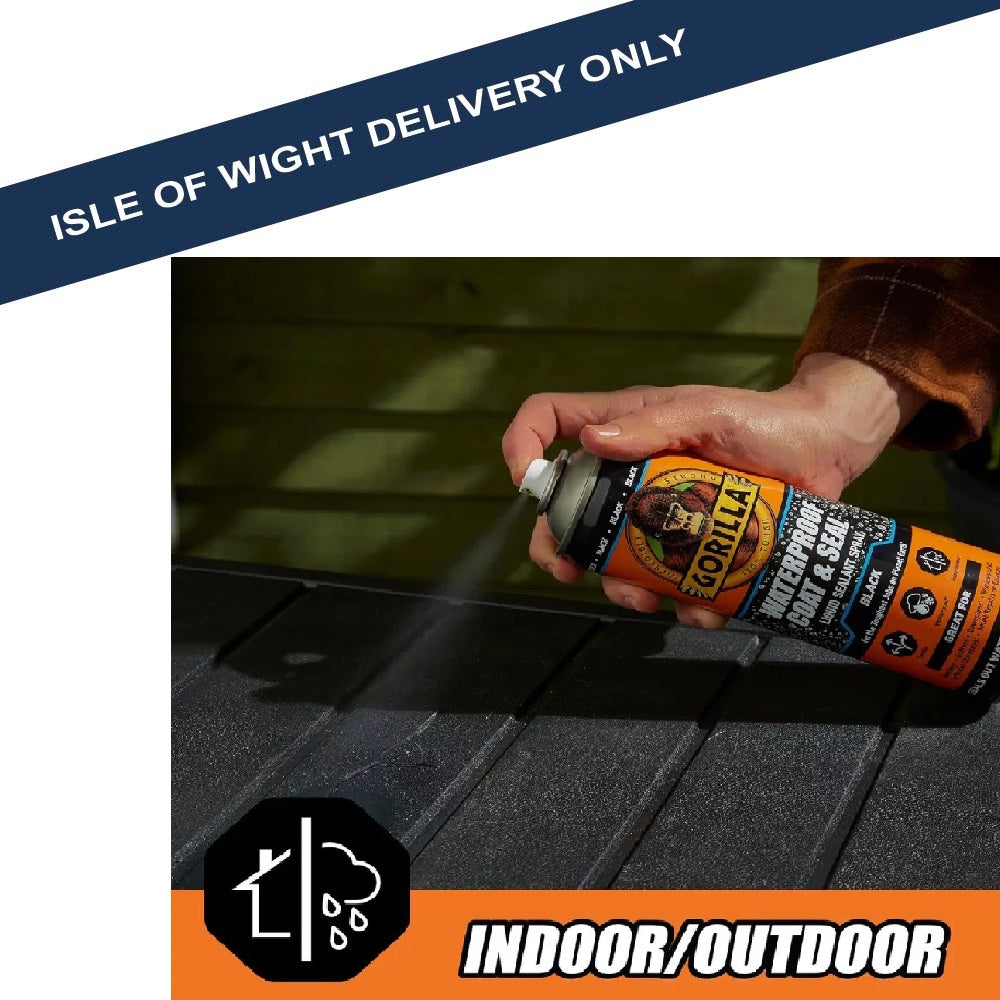 **Gorilla 115173 Waterproof Coat & Seal Spray Black 450ml BLACK Sealants/Adhesives Gorilla Glue Europe Ltd (NMBS) Adhesive Brand_Gorilla Extreme Power Adhesive iowonly Jan25 Product Type_Grab Adhesives Product Type_Sealants RobC