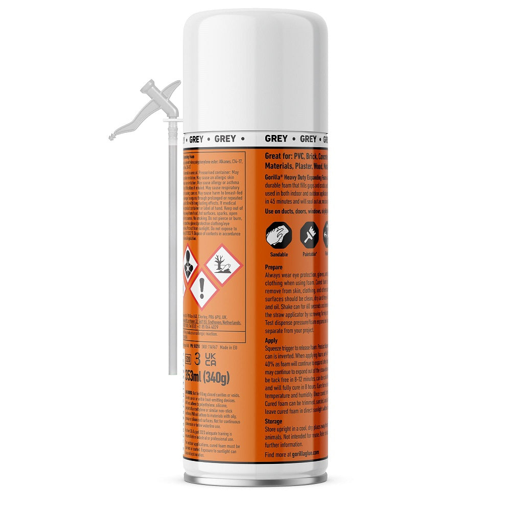 Gorilla 114972 Heavy Duty Expanding Foam 353ml Expanding Foam Nozzle Gorilla Glue Europe Ltd (NMBS) Brand_Gorilla expanding foam Expanding Foam Nozzle Feb25 Gorilla Glue iowonly RobC