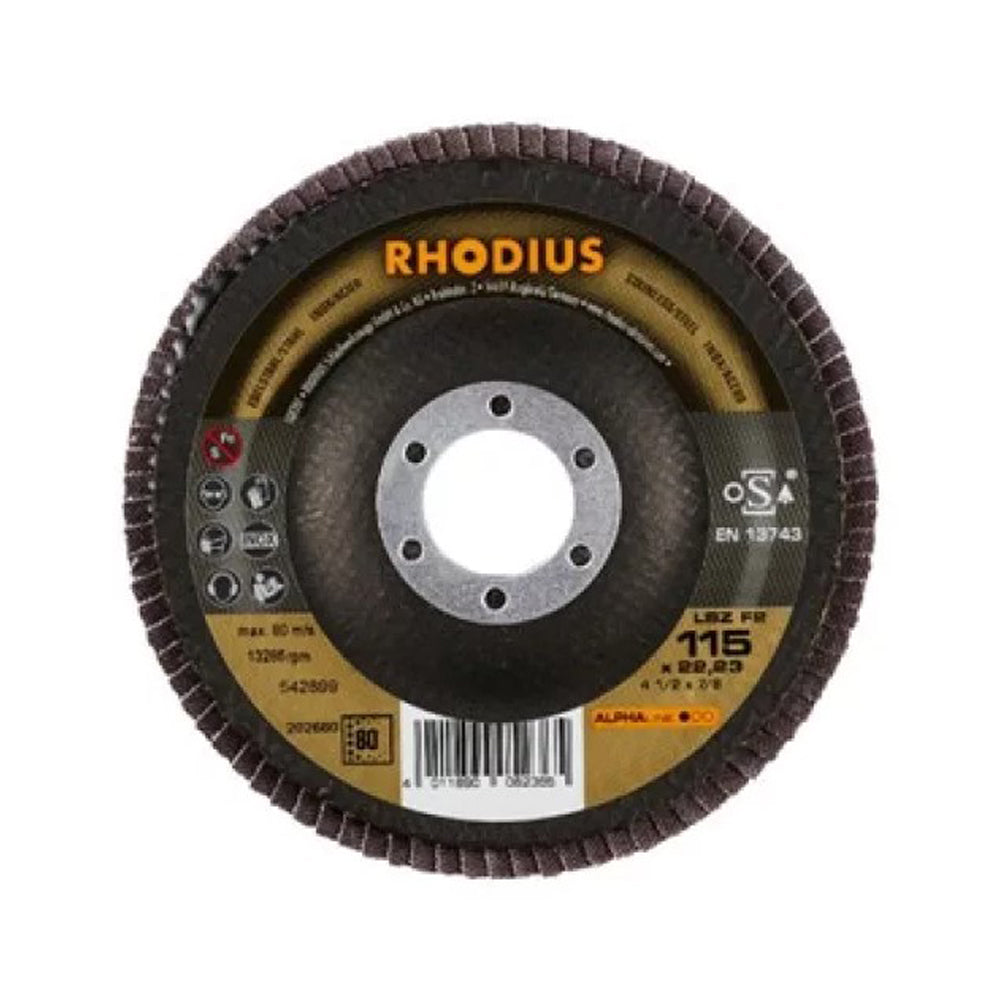 Rhodius RDS208532-1 Lsz-f2 115 X 22.2mm 80 Grit Flap Disc