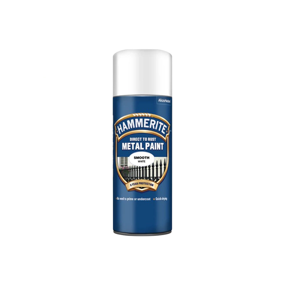 ** Hammerite Metal Paint Aerosol Smooth 400ML WHITE Smooth Finish W Hurst & Son (IW) Ltd Brand_Hammerite Hammerite Hammerite Products Home Improvement iowonly Metal Paints Not Google Product Type_Metal Aerosol Paints Product Type_Smooth Finish Restricted