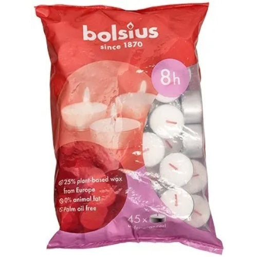 Bolsius CN6601 8Hour Tealights Pkt45 - Premium Candles from Bolsius - Just $9.95! Shop now at W Hurst & Son (IW) Ltd