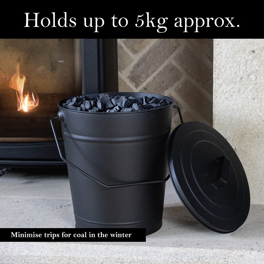 CHARWOOD Coal & Ash Bucket with Lid – Black - 11-317 Fire Baskets / Bowls JVL Products Ltd 12deals bucket Feb25 Fire Kindling Bucket Product Type_Coal Hods / Buckets Product Type_Fire Baskets / Bowls RobC