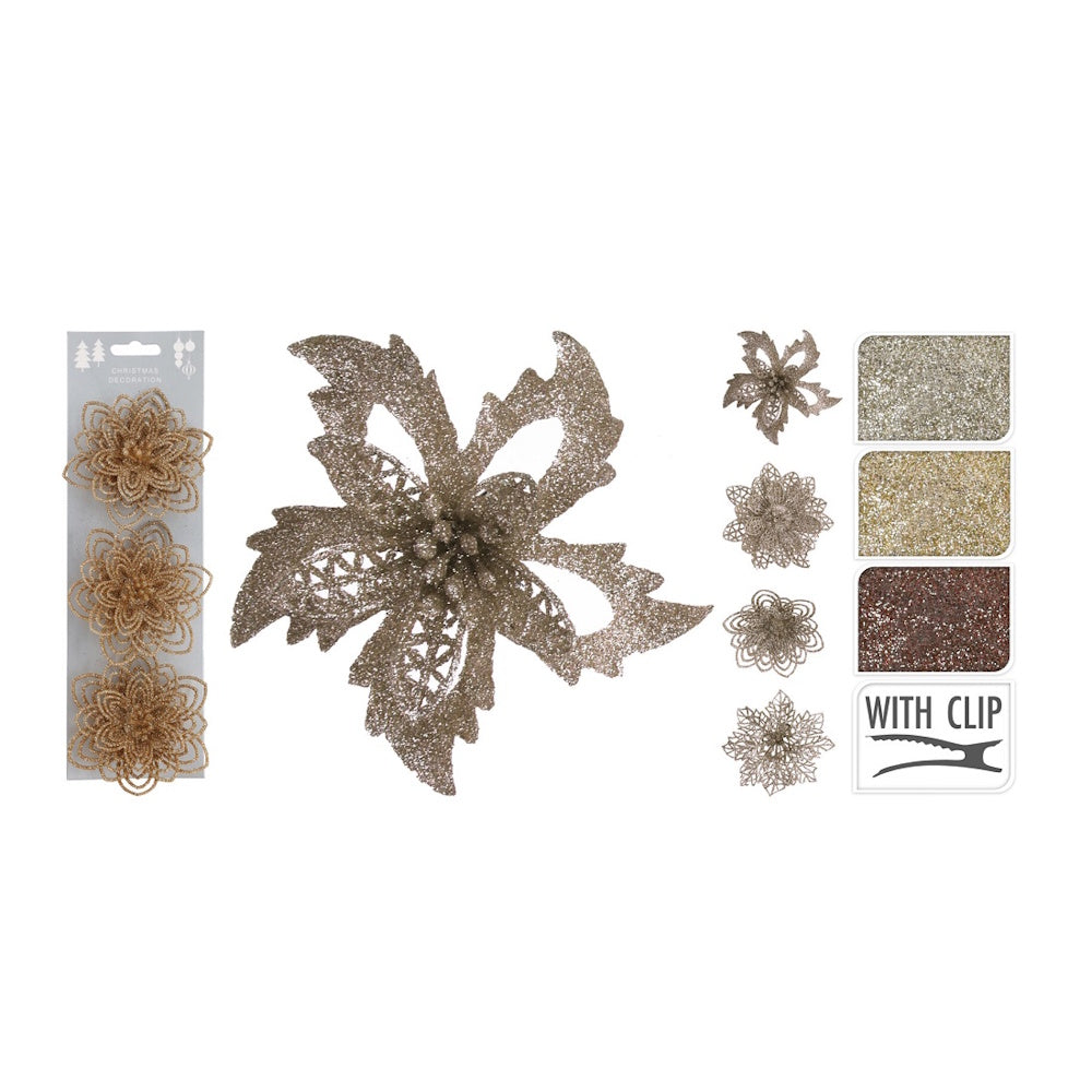 Xmas Clip-On Flower Decoration 12cm – Gold/Bronze - AWR204210 Christmas Giftwrap Koopman International UK Ltd (AIS) All Things Christmas Brand_Koopman CarlR Christmas Christmas Essentials Christmas Gift Wrap / Accs Christmas Products Collections_All Things Christmas Koopman Nov25 Product Type_Christmas Giftwrap Product Type_Giftwrap/Tags Etc.