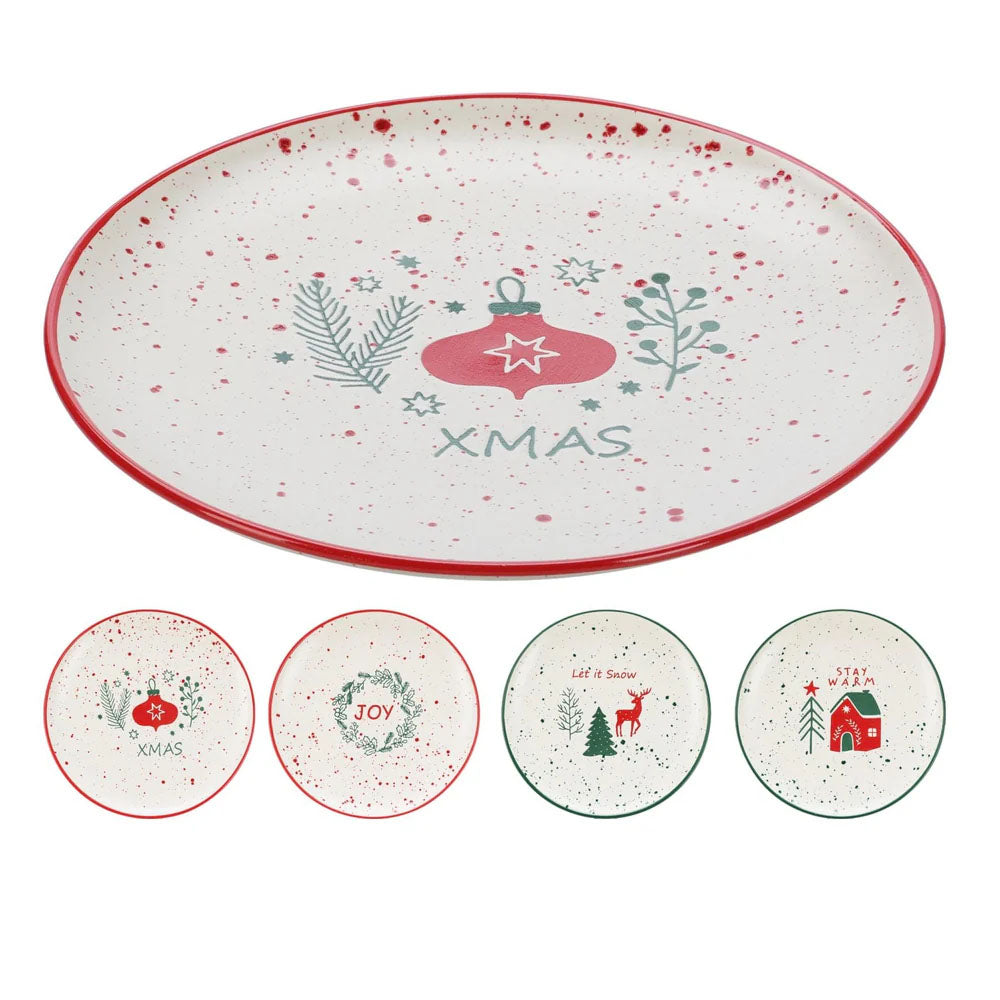 Christmas Design Stoneware Side Plate - Q75600850 Christmas Tableware Koopman International UK Ltd (AIS) All Things Christmas Brand_Koopman CarlR Christmas Christmas Products Christmas Tableware Collections_All Things Christmas Koopman Oct25 Product Type_Christmas Tableware