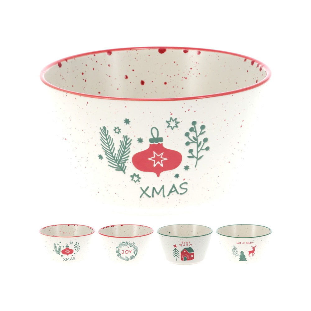 Xmas Design Stoneware Bowl - Q75600870 Christmas Tableware Koopman International UK Ltd (AIS) All Things Christmas Brand_Koopman CarlR Christmas Christmas Essentials Christmas Gifts Christmas Novelty Christmas Party Christmas Products Christmas Tableware Collections_All Things Christmas Koopman Oct25