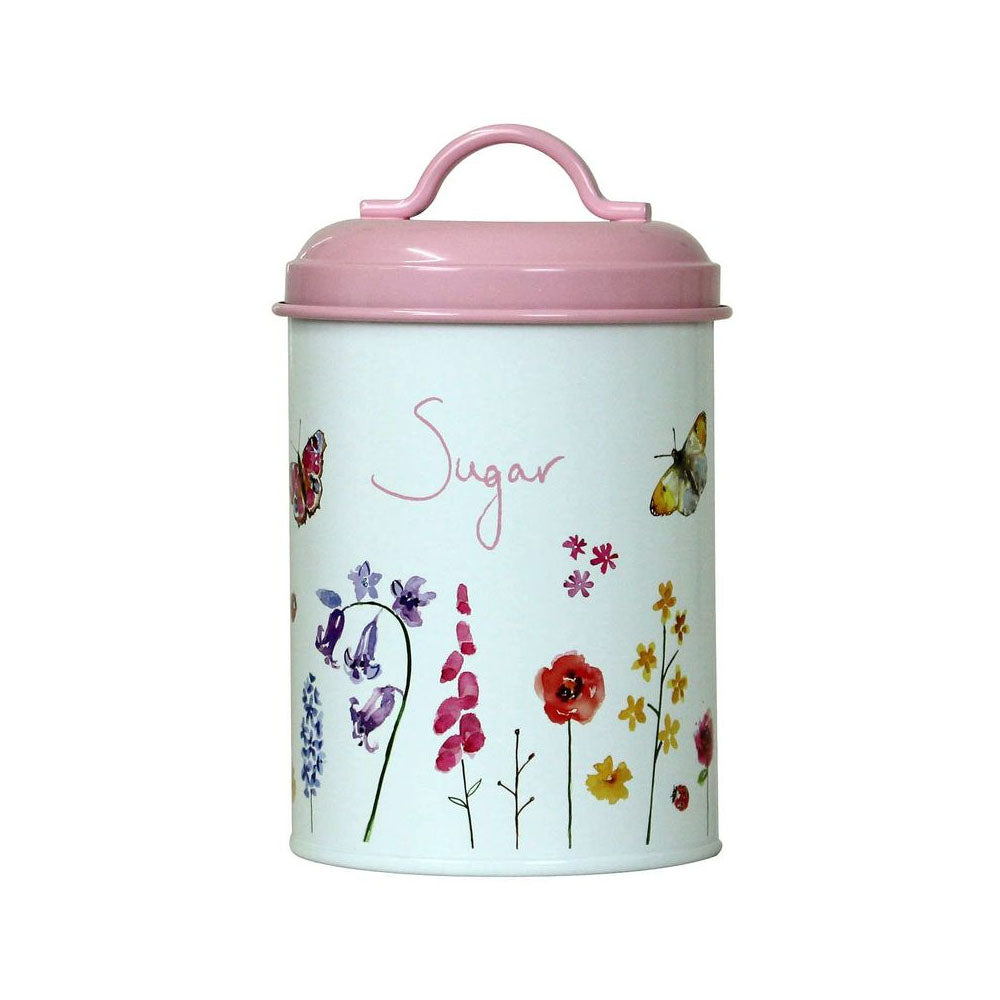 Lesser and Pavey Butterfly Garden Metal Sugar Canister - LP46727 Tea Coffee Sugar Canisters Lesser & Pavey Ltd Brand_Lesser and Pavey CarlR Collections_Tea Coffee and Sugar Kitchen Kitchen & Dining Kitchen & Food Storage Kitchen Organisation Kitchenware Lesser & Pavey Product Type_Tea Coffee Sugar Canisters sep25 Sugar Sugar canister Tea Coffee & Sugar Storage