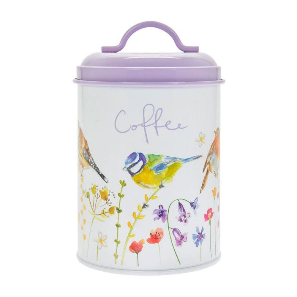 Lesser & Pavey Garden Birds Metal Coffee Canister - LP46845 Tea Coffee Coffee Canisters Lesser & Pavey Ltd Brand_Lesser and Pavey CarlR Coffee Coffee Canister Collections_Tea Coffee and Sugar Kitchen Kitchen & Dining Kitchen Organisation Kitchenware Lesser & Pavey Product Type_Tea Coffee Sugar Canisters sep25 Tea Coffee & Sugar Storage