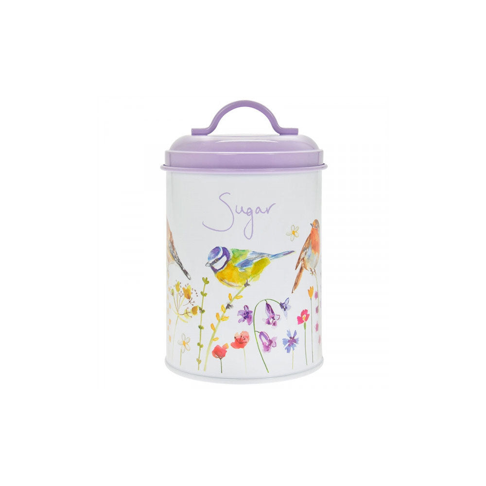 Lesser and Pavey Garden Birds Metal Sugar Canister - LP46846 Tea Coffee Sugar Canisters Lesser & Pavey Ltd Brand_Lesser and Pavey CarlR Collections_Tea Coffee and Sugar Kitchen Kitchen & Food Storage Kitchen Organisation Kitchenware Lesser & Pavey Product Type_Tea Coffee Sugar Canisters sep25 Sugar Sugar canister Tea Coffee & Sugar Storage