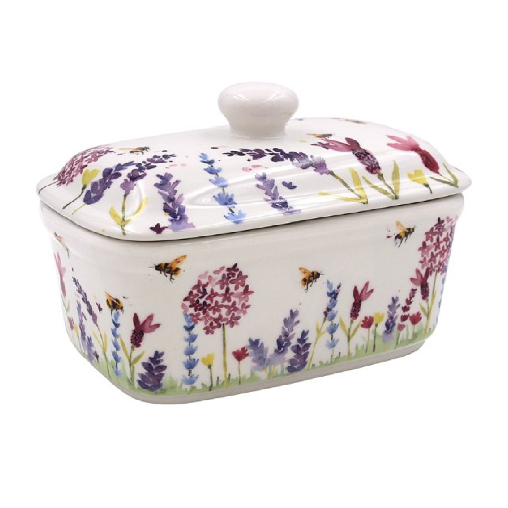 Lesser & Pavey LP95628 Lavender & Bees Butter Dish - Premium Butter Dishes from LESSER & PAVEY - Just $10.50! Shop now at W Hurst & Son (IW) Ltd