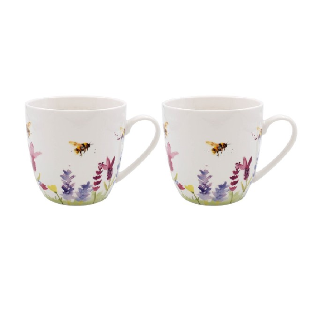 Lesser & Pavey LP95624 Lavender & Bees Mugs Set of 2 - Premium Mugs from LESSER & PAVEY - Just $9.99! Shop now at W Hurst & Son (IW) Ltd