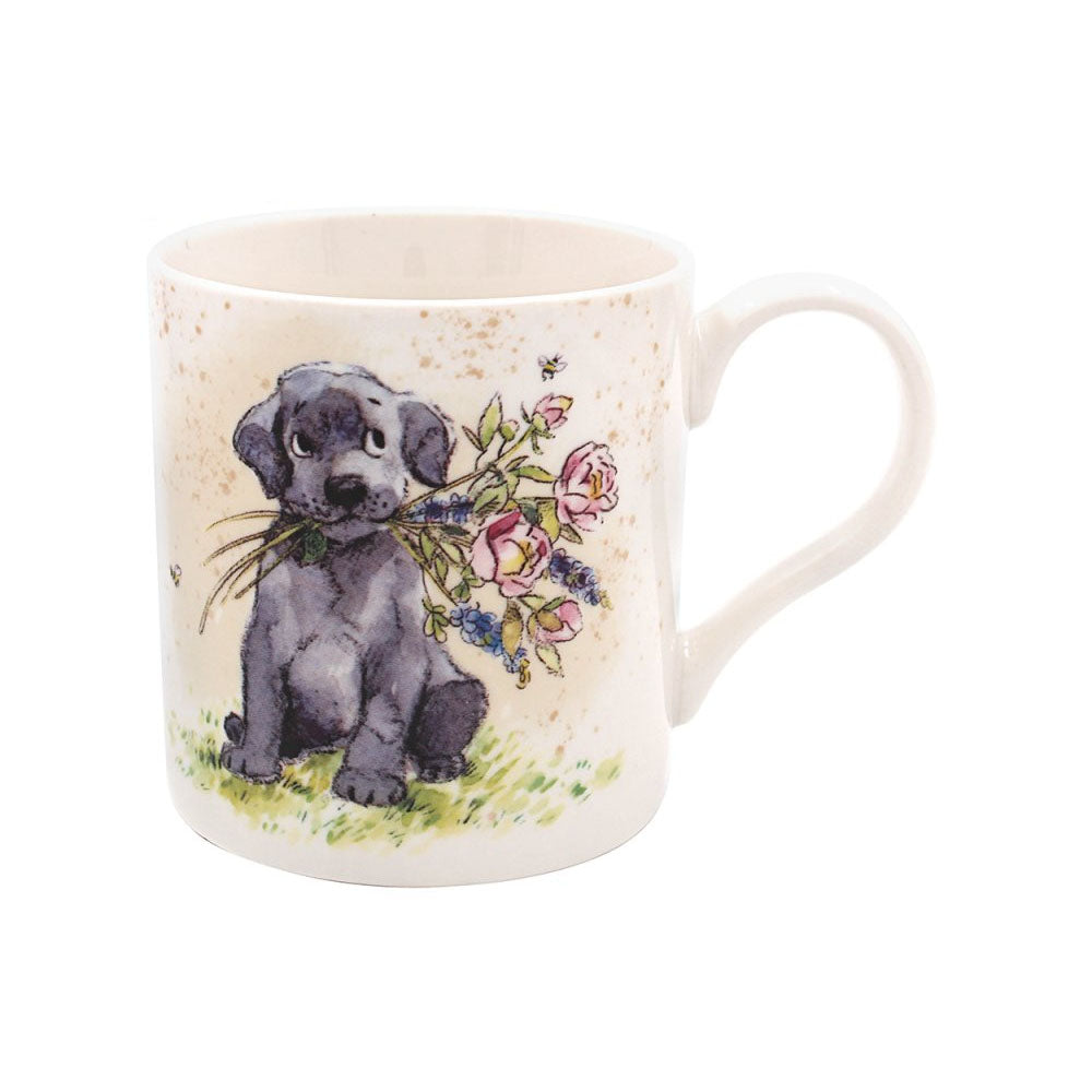 Mug - Dog with Flowers - LP96435 Single Mug Lesser & Pavey Ltd Brand_Lesser and Pavey CarlR Collections_Mugs Cups and Saucers Dining & Tableware Drink Drinkware Kitchen & Dining Lesser & Pavey mug Mugs Mugs Cups & Saucers Product Type_Single Mugs sep25