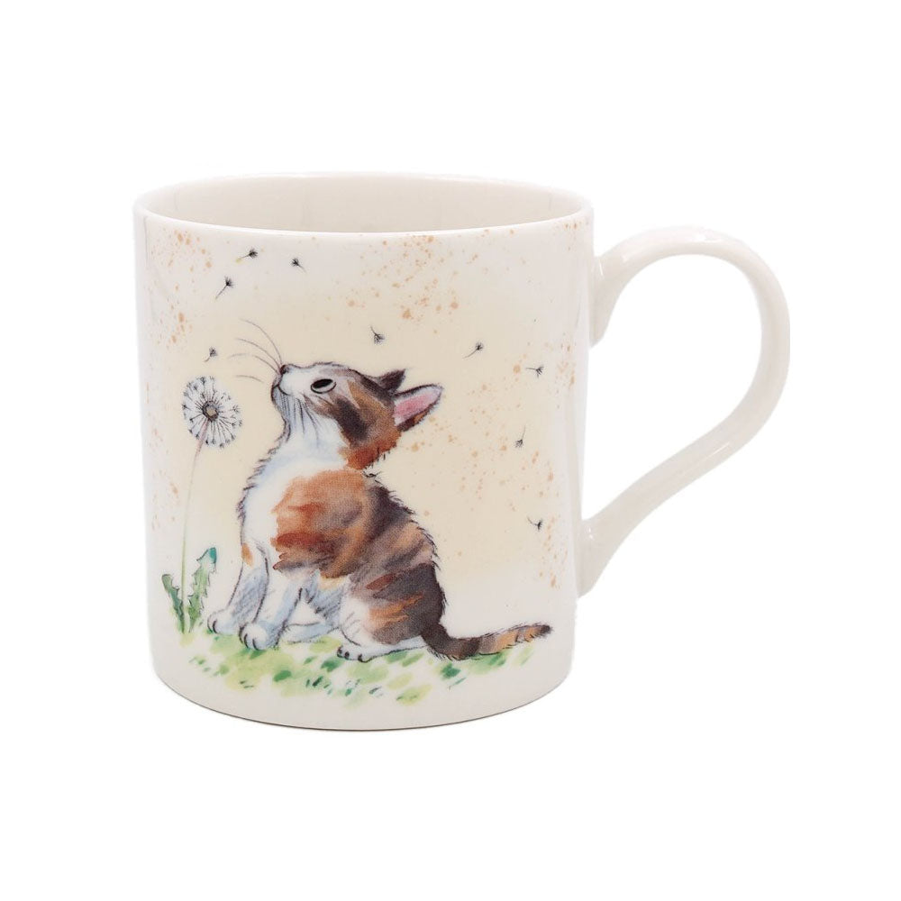 Lesser & Pavey Mug – Cat with Dandelion - LP96433 Single Mug Lesser & Pavey Ltd autumnal charm Brand_Lesser and Pavey CarlR Collections_Mugs Cups and Saucers Dining & Tableware Drink Drinkware Kitchen & Dining Lesser & Pavey mug Mugs Mugs Cups & Saucers Product Type_Single Mugs sep25
