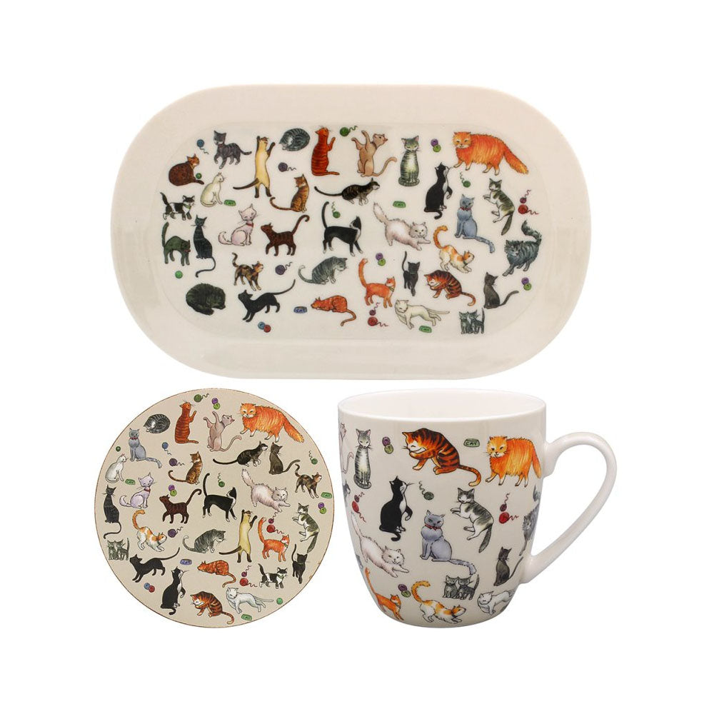 Lesser and Pavey Kitty Cats Mug & Coaster Set - LP96401 Tray / Tablemats and Coasters Lesser & Pavey Ltd autumnal charm Brand_Lesser and Pavey CarlR coasters Coasters etc. Collections_Mugs Cups and Saucers Collections_Trays Tablemats and Coasters Lesser & Pavey mug Mugs Mugs Cups & Saucers Product Type_Coasters Product Type_Mug Sets sep25 Trays Tablemats & Coasters