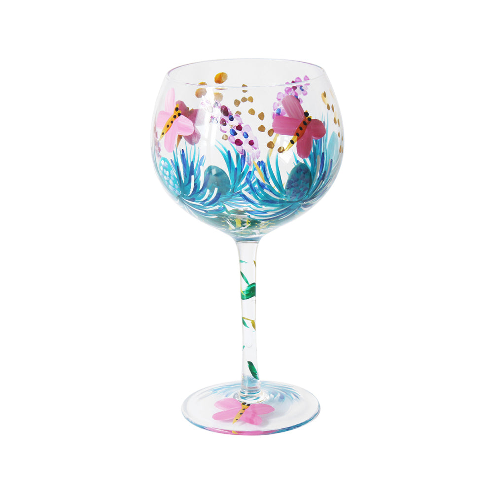 Lesser & Pavey Hand Painted Gin Glass - Thistles & Butterflies - LP74518 Drinking Glasses Lesser & Pavey Ltd aug25 Brand_Lesser and Pavey CarlR Drinking Glasses Drinkware Glasses Lesser & Pavey Party Time Product Type_Drinking Glasses