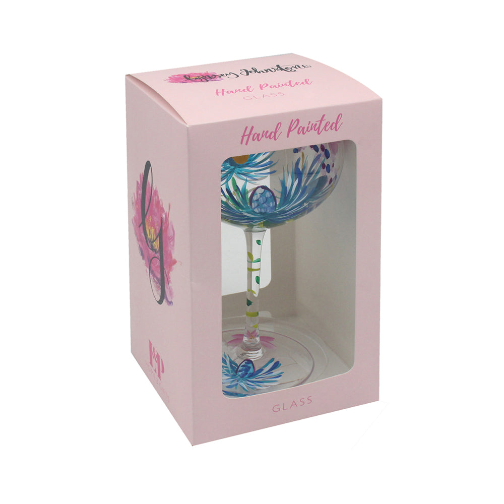 Lesser & Pavey Hand Painted Gin Glass - Thistles & Butterflies - LP74518 Drinking Glasses Lesser & Pavey Ltd aug25 Brand_Lesser and Pavey CarlR Drinking Glasses Drinkware Glasses Lesser & Pavey Party Time Product Type_Drinking Glasses