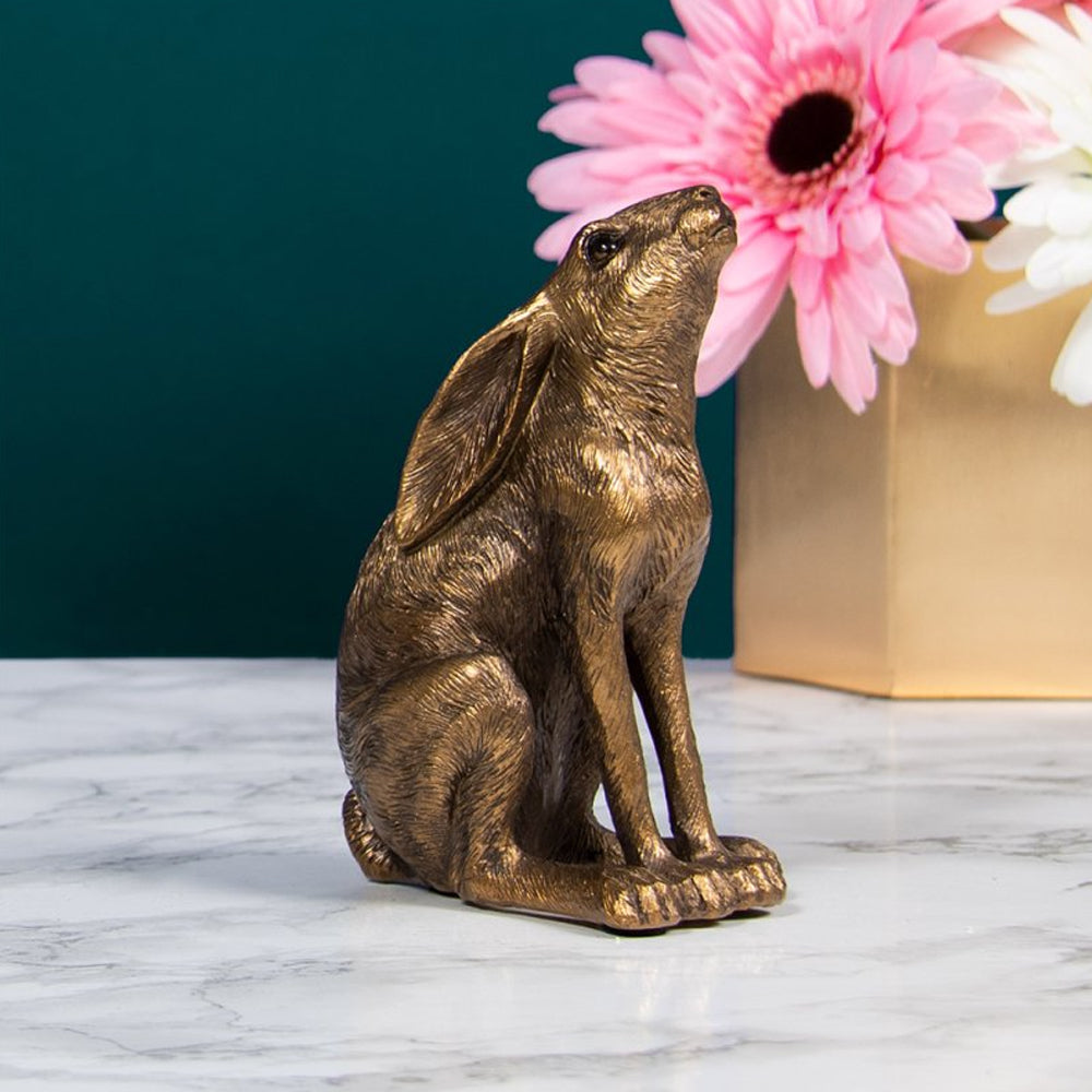 Lesser & Pavey Reflections Bronzed Gazing Hare Ornament - LP28617A Ornaments Lesser & Pavey Ltd aug25 Brand_Lesser and Pavey CarlR Decor & Giftware Home Home and Gifts Home Interiors Lesser & Pavey More Decor & Giftware Ornaments Product Type_Ornaments
