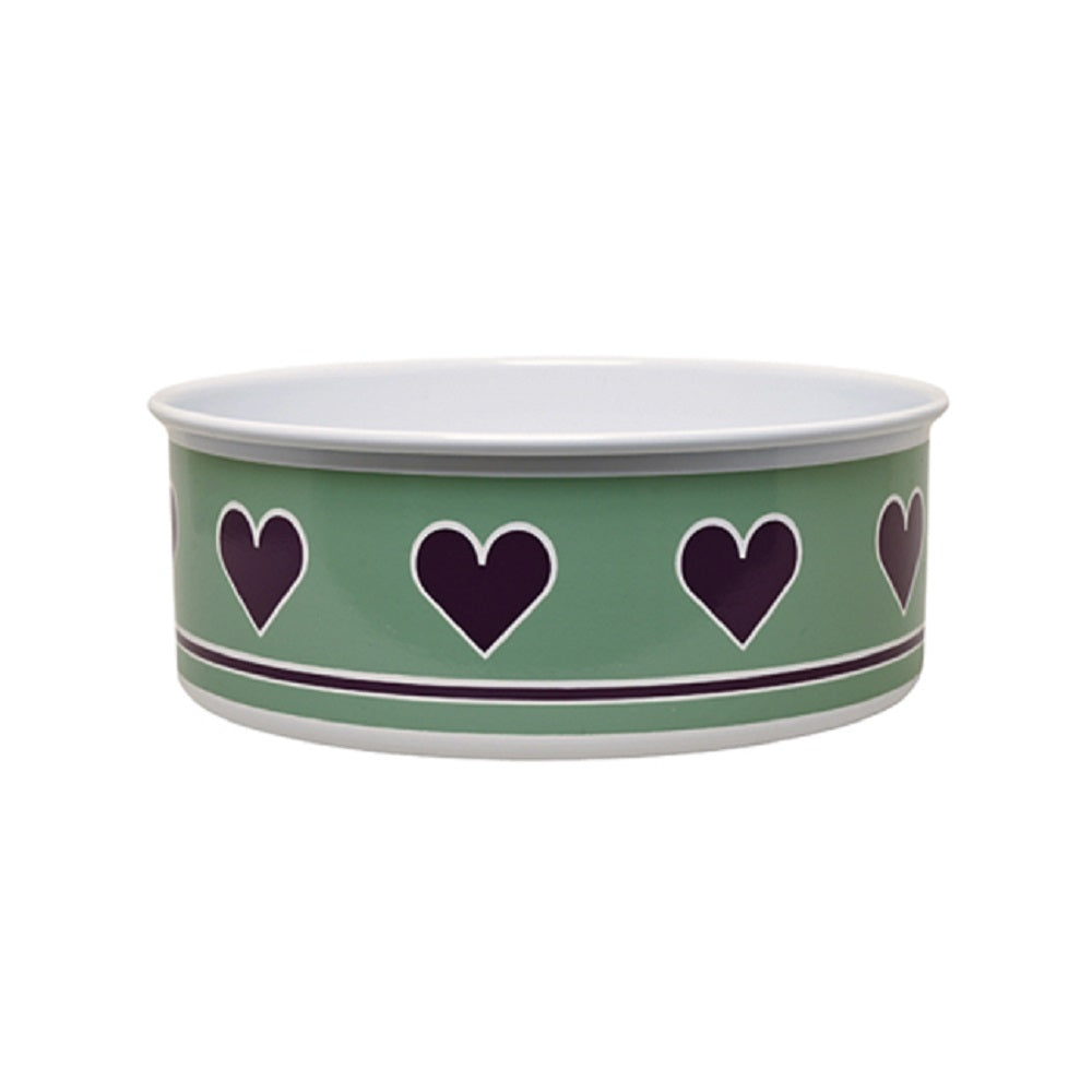 Little Dog BWL20 Turquoise Heart Dog Bowl - Medium Cat / Dog The Little Dog Laughed Ltd Feb25 Product Type_Cat / Dog RobC