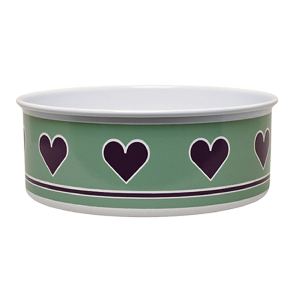 Little Dog BWL21 Turquoise Heart Dog Bowl - Large Cat / Dog The Little Dog Laughed Ltd Feb25 Product Type_Cat / Dog RobC