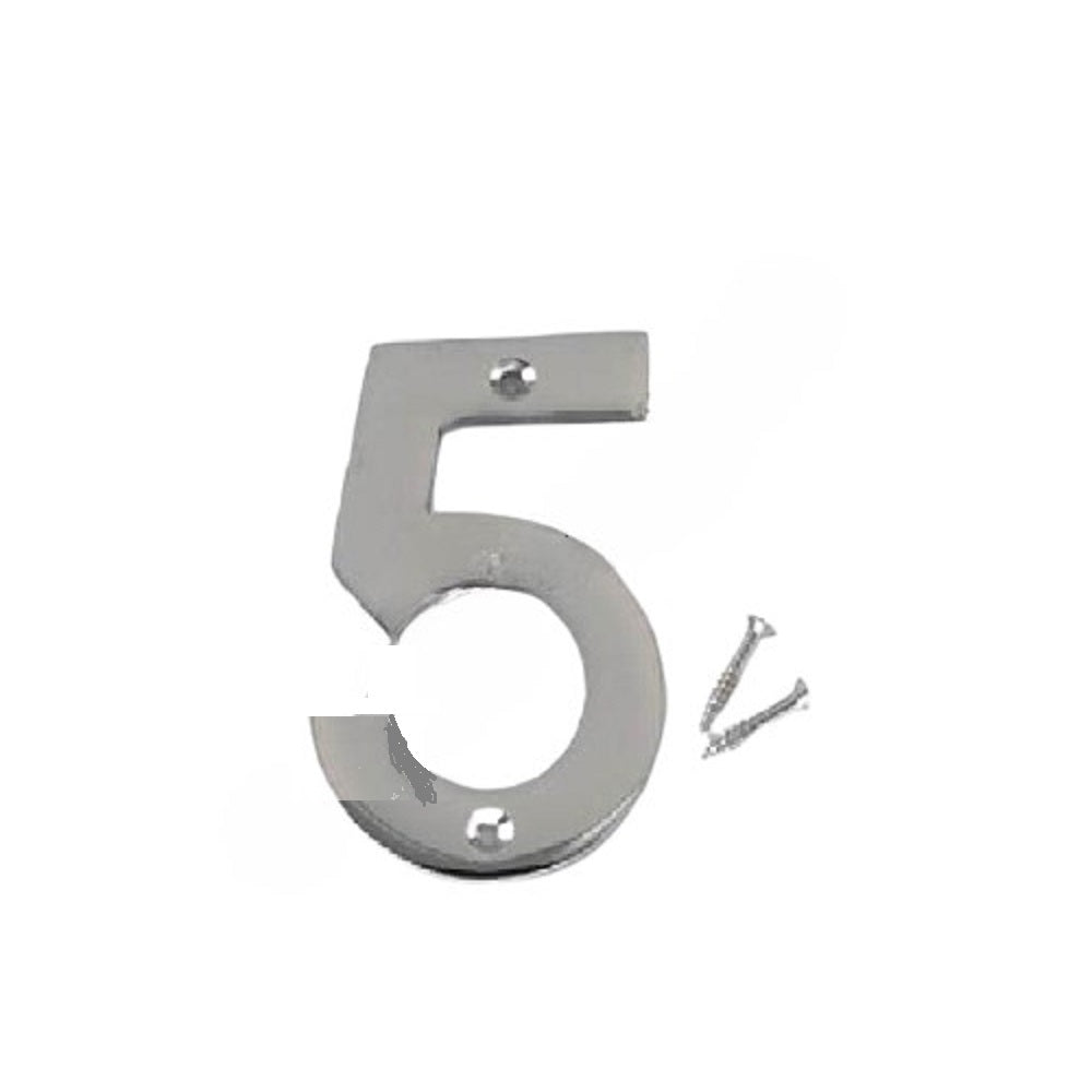 Merriway M5960 Numeral Chromed Brass No. 5 75mm Signs / Numbers Merriway Brand_Merriway Brass Chromed Collections_Signs / Numbers Feb25 Merriway Product Type_Signs / Numbers RobC