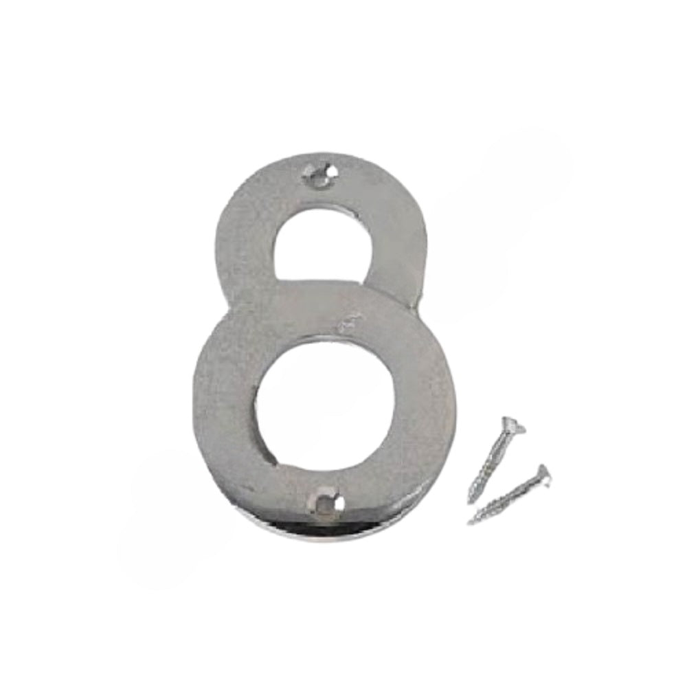 Merriway M5963 Numeral Chromed Brass No. 8 75mm Signs / Numbers Merriway Brand_Merriway Brass Chrome Chrome finish Chromed Collections_Signs / Numbers Feb25 Merriway Product Type_Signs / Numbers RobC